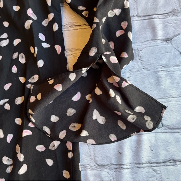 Ellen Tracy Black Print Flowy Blouse Medium - Picture 7 of 11